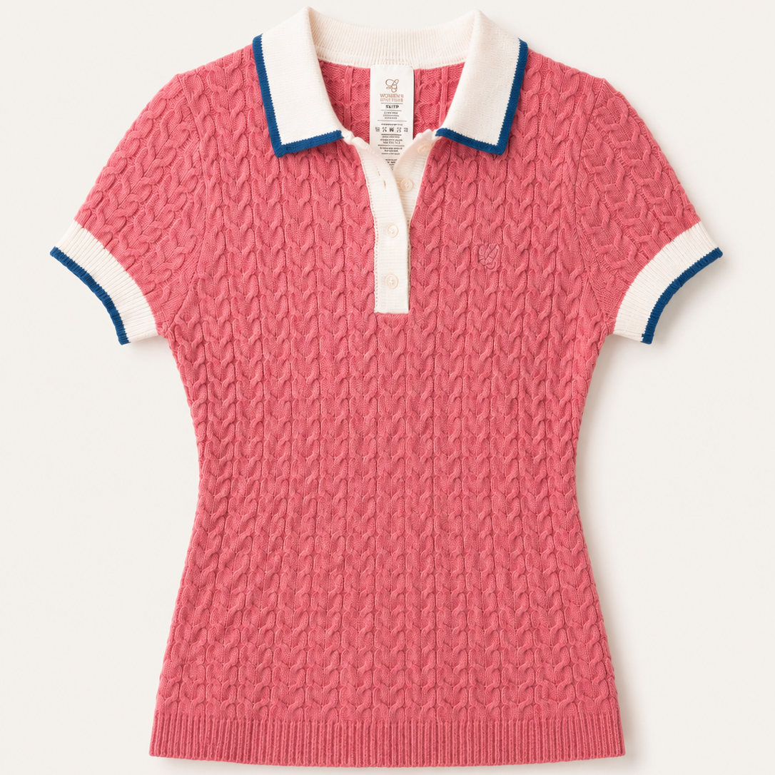 The Knit Polo Dusty Rose - Knitted Golf Polo | LB Women's Golf